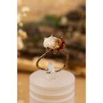 İşlenmemiş Ham Doğal Sitrin Taşlı Bronz Yüzük