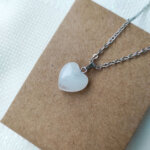 Kalp Kesim Kristal Kuvars Taşı Kolye