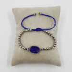 Doğal Dikdörtgen Kesim Lapis Taşlı Örme Bileklik