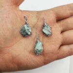 Doğal Amazonit Taşı Tel Tasarım Kolye