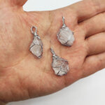 Doğal Kristal Kuvars Taşı Tel Tasarım Kolye