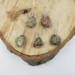 Doğal Unakit Taşı Tel Tasarım Kolye