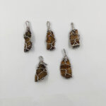 Doğal Kaplangözü Taşı Tel Tasarım Kolye