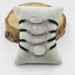 Faset Kesim Pembe Kuvars Taşlı Örme Makrome Bileklik