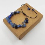 Mavi Aventurin Taşı Kırık Doğal Taş Örme Makrome Bileklik