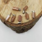 Silindir Kesim Güneş Taşı Doğal Taş Kolye Ucu