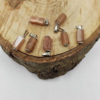 Silindir Kesim Güneş Taşı Doğal Taş Kolye Ucu